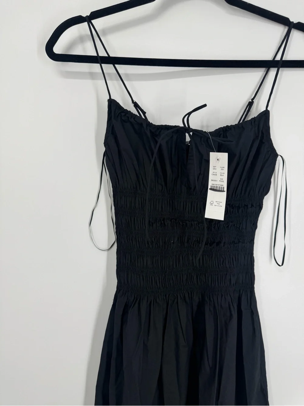 NWT J. Crew Petite Reverie Dress Cotton Poplin Black Smocked Comfy Size PXXS